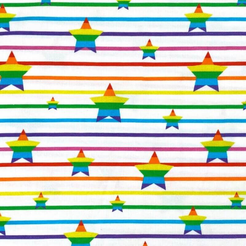 Jersey – Stripete regnbuestjerner - hvit